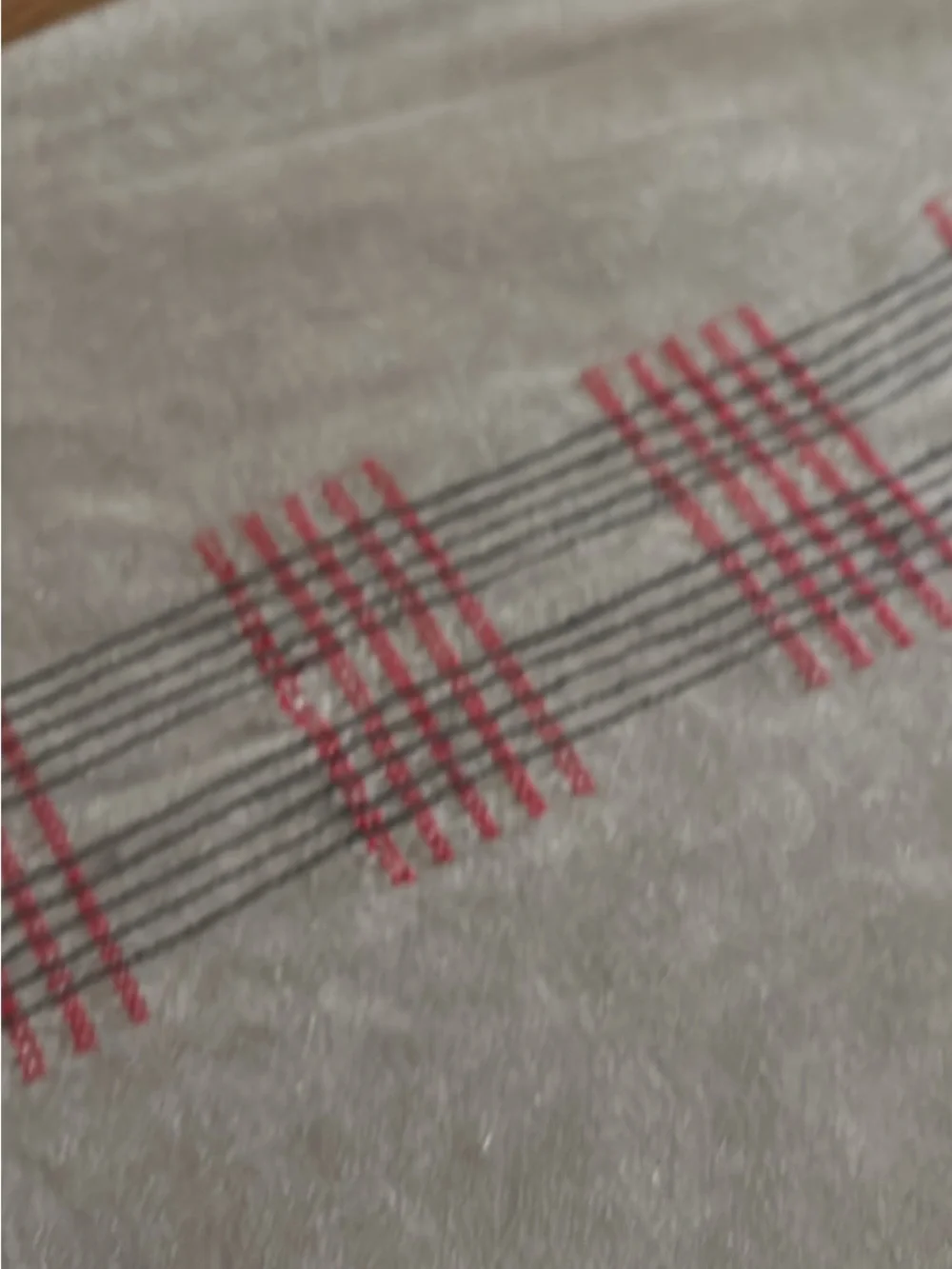 West Elm Cream Table Runner with Red Stitching